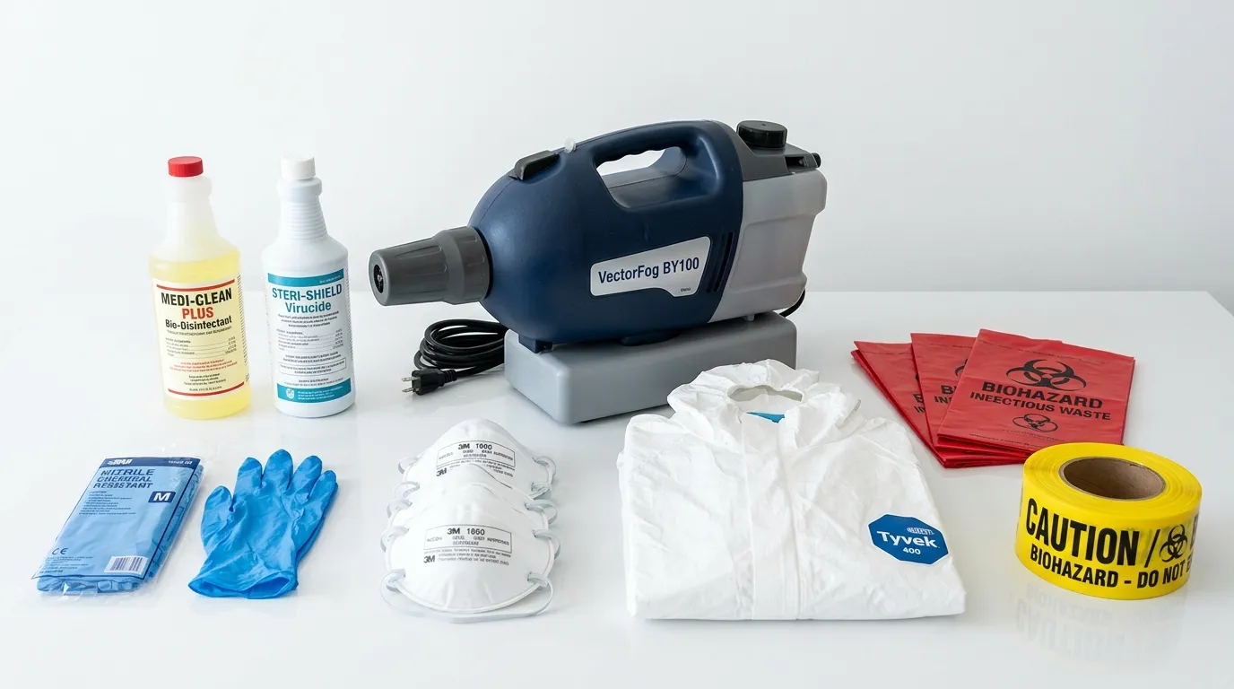 Professional biohazard remediation crew working in Goldenrod