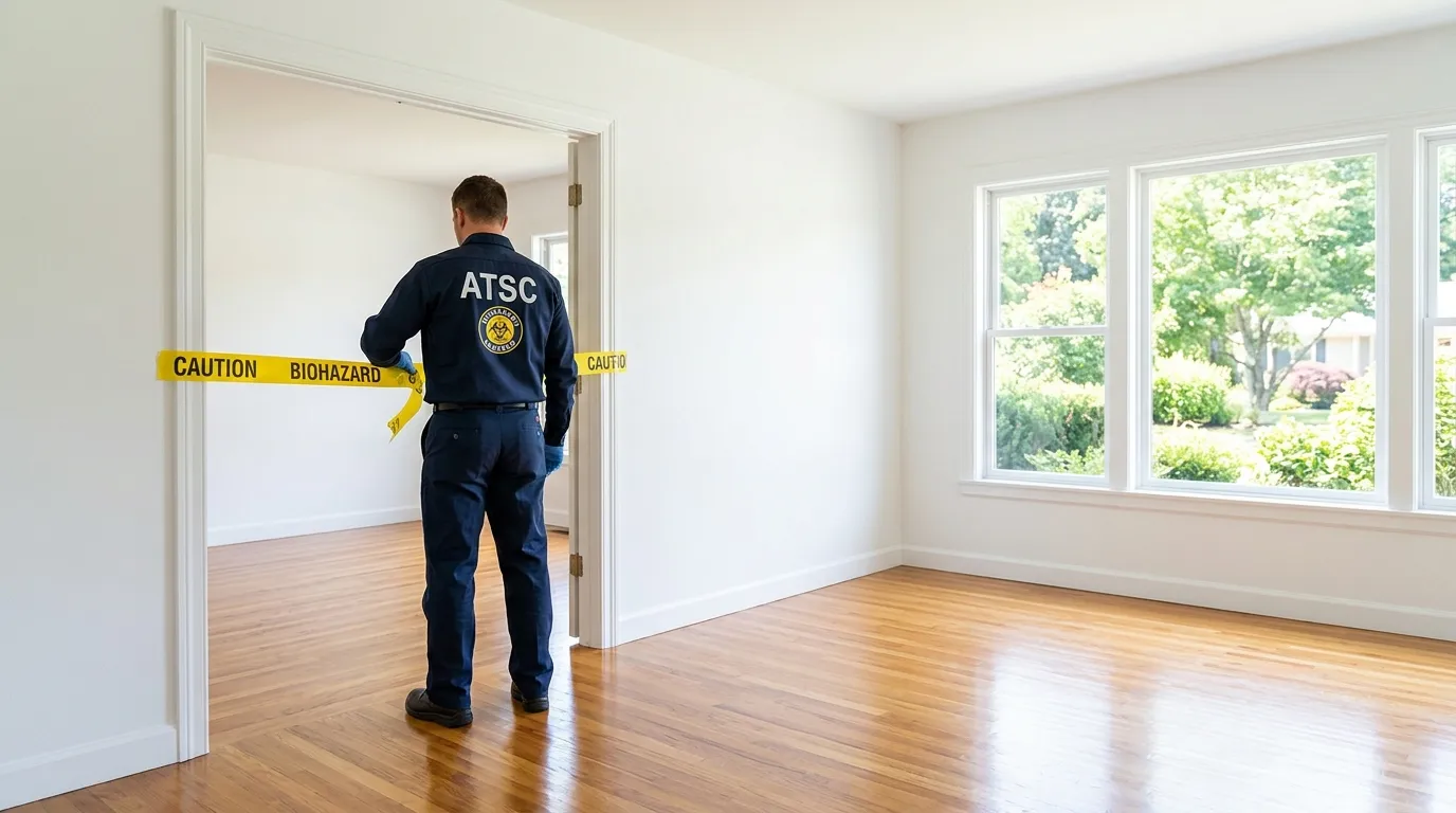 Certified biohazard cleanup crew performing Decomposition Cleanup in Goldenrod